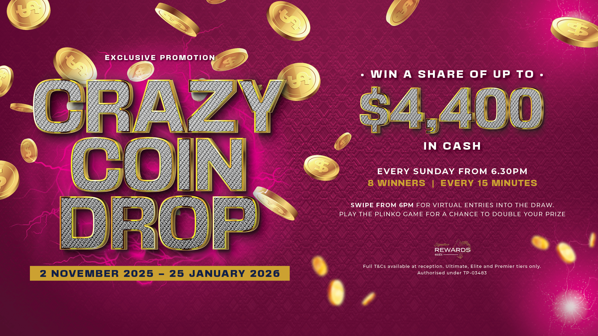 Easts Bondi_Crazy Coin Drop 2025_Kiosk Landscape_04_600x106mm